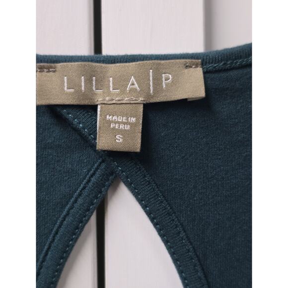 Lilla P Saddle Dress Forest Green Cap Slv Scoop Neck Stretch Pullover Size S - Picture 3 of 6